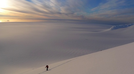 Starting the night ascent of Mt Agamemnon with view over the Marr Ice Piedmont, Anvers Island. Antarctic Peninsula, 32 kb Starting the night ascent of Mt Agamemnon with view over the Marr Ice Piedmont, Anvers Island. Antarctic Peninsula, 32 kb