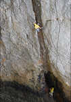 [James McHaffie climbing the first pitch of Rubble E7 6a - Gogarth, 3 kb]