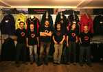 [V12 staff in front of Mammut�s shop-in-shop.  Pictured [from left to right]: John Vincent, Pete Griffiths, Gareth Aston, Jack R, 3 kb]
