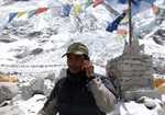 [The Dream Guides Cook Bhin talking to his wife in Kathmandu from Everest BC, 3 kb]