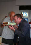[Years of training at the Beck Hall Cafe in Malham pay off as John Dunne devours the cake., 2 kb]