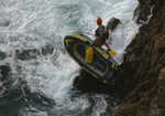 Iain about to 'leap into the rage' whist getting off the Lighthouse Stack, 3 kb