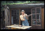 [Andy Parkin at work on one of his sculptures, 2 kb]