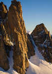 [The Grand Capucin dwarfs two climbers on their approach at sunrise, 3 kb]