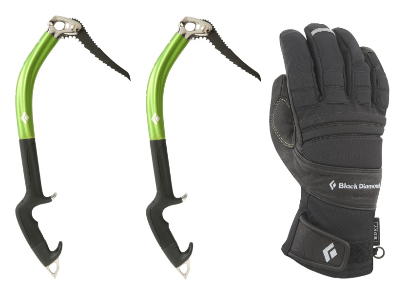 Black Diamond Fusion Ice Axe Pair and Punisher Gloves