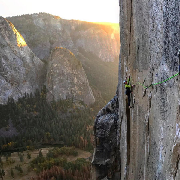 Adam Ondra on one of the crux pitches of the Dawn wall, 92 kb