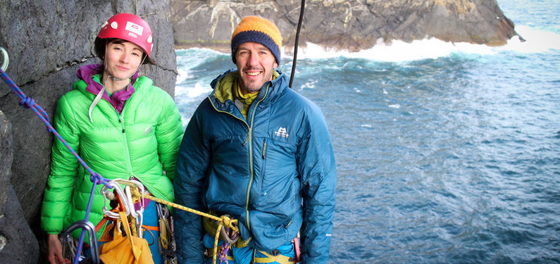 Natalie and Dave new-routeing on St Kilda in 2017. © Dave MacLeod