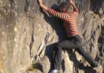 Checking out the stretchiness on warm winter rock, 5 kb