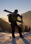 Jon Griffith in his Spantiks and super-light skis after skiing the Valley Blanche, 4 kb