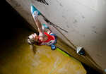 British climber Shauna Coxsey fighting her way to 8th place in the Sheffield world cup 2011, 3 kb