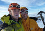 Hamish Dunn (left) and Tom Ripley on the summit of Chichicapac, 4 kb