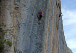 Hazel Findlay climbing La Femme Blanche (8a+) at Ceuse, France, 3 kb