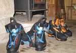 Nordwand boots drying out showing the laces and Velcro inner boot system., 4 kb
