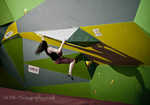 Ellie Harvey alone on the Berghaus Competition Wall at CWIF 2011, 3 kb