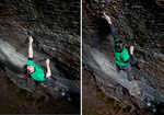 Dan Varian working his new route Empty the Bones of You, before his successful ascent., 4 kb