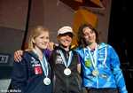 Shauna Coxsey (2nd)  Anna Stoehr (1st)  and Melissa Le Neve (3rd) at Innsbruck 2012, 4 kb