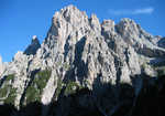 The Pala del Rifugio seen from across the valley.  The NW Ridge is the left hand skyline of the main peak., 4 kb