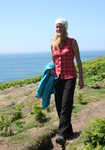 Sarah Stirling testing the Patagonia Simple Guide Pants in Pembrokeshire, 4 kb