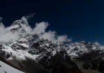 Panorama of the Hinku, Kyashar on the left to the West face of Mera Peak on the right, 3 kb