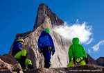 The team look on at the huge ridge of Ulvetanna, Antarctica, 3 kb