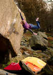 Ned Feehally puts his faith in Wild Country's new pads on The Ace 8b, Stanage. , 5 kb