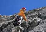 Matt Helliker rock climbing on Birthright, Grand Charmoz, 3 kb
