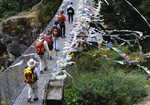 Suspension bridge below Namche Bazaar on the Everest Base Camp trek, 5 kb