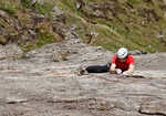 Chrissi Igel on the Llanberis classic Left Wall in the Shield Lite, 4 kb