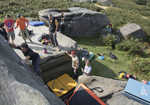 Lots of attempts were made on the classic Pock-man during the Bouldering Try-out Session., 5 kb