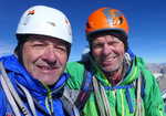 Paul Ramsden (left) and Mick Fowler on the summit of Kishtwar Kailash, 5 kb