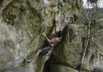 Dan climbing Amok, 8A, Rochers du Boulingy, 4 kb