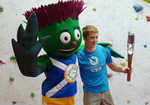 Calum Muskett with the 2014 Commonwealth Games Mascot; Clyde, 4 kb