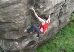 Dan Varian climbing the lower section of Hobbie Noble, 8B, Christianbury Crags, 4 kb