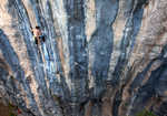Dave Graham climbing at the recently developed tufa dripping Citidbi, close to Geyikbayiri, 5 kb