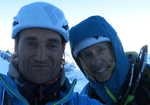 Jon Bracey and Matt Helliker on the Summit of the Pyramid du Tacul, 3 kb